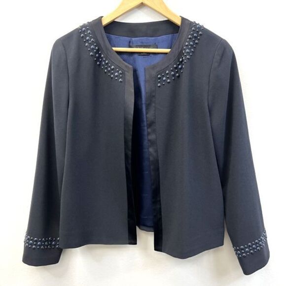 Worth New York Navy Evening Jacket Embellished Size 10 - Picture 1 of 7